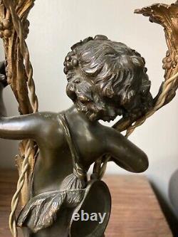 GRANDE LAMPE XIX eme BRONZE AMOUR PUTTI DE CLODION NAPOLEON 3