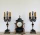 Garniture De Chemin&eacute;e Napol&eacute;on Iii Pendule Et Chandeliers En Marbre &eacute;poque Xixe