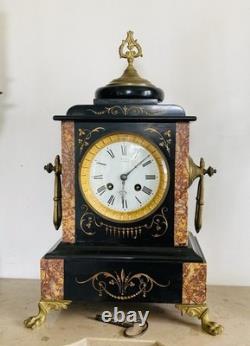 Garniture de cheminée Napoléon III Pendule et chandeliers en marbre époque XIXe