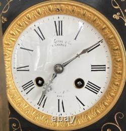 Garniture de cheminée Napoléon III Pendule et chandeliers en marbre époque XIXe