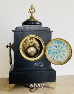 Garniture de cheminée Napoléon III Pendule et chandeliers en marbre époque XIXe