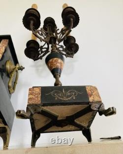 Garniture de cheminée Napoléon III Pendule et chandeliers en marbre époque XIXe