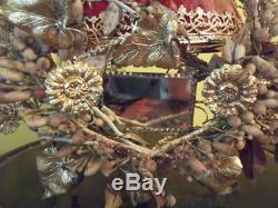 Globe de mariée décor doré et oiseau et miroirs XIX e siecle Napoleon III
