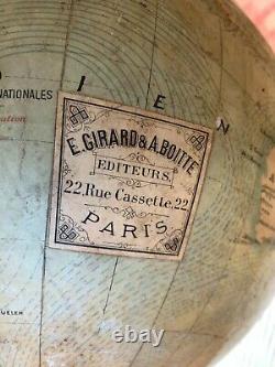 Globe terrestre XIXè. Girard et Boitte. Vers 1880. Dans son jus