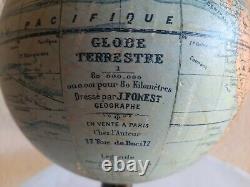 Globe terrestre dressé par Forest XIX méridien bronze Napoléon III