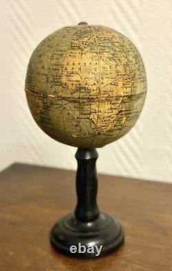 Globe terrestre miniature 12cm ancien XIX 19è mappemonde LNK curiosité bois Globe terrestre miniature 12cm ancien XIX 19è mappemonde LNK curiosité bois