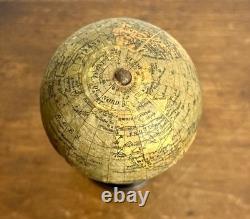 Globe terrestre miniature 12cm ancien XIX 19è mappemonde LNK curiosité bois
