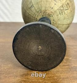 Globe terrestre miniature 12cm ancien XIX 19è mappemonde LNK curiosité bois