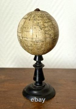 Globe terrestre miniature ancien XIX 19è mappemonde Forest terrestrial curiosité