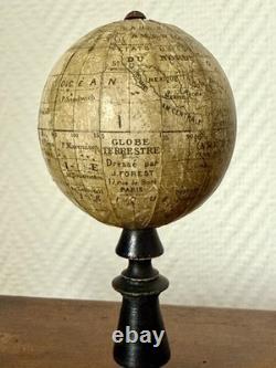 Globe terrestre miniature ancien XIX 19è mappemonde Forest terrestrial curiosité