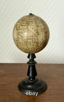 Globe terrestre miniature ancien XIX 19è mappemonde Forest terrestrial curiosité