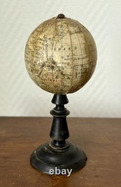 Globe terrestre miniature ancien XIX 19è mappemonde Forest terrestrial curiosité