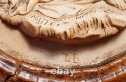 Grand Bénitier XIXe Signé L. B MATTEI Vierge à l'Enfant Napoléon III H. 40 cm