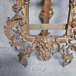 Grand Cadre Photo Ancien Napoléon III Rocaille Laiton Doré XIXe Siècle 35 cm