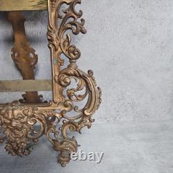 Grand Cadre Photo Ancien Napoléon III Rocaille Laiton Doré XIXe Siècle 35 cm