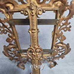 Grand Cadre Photo Ancien Napoléon III Rocaille Laiton Doré XIXe Siècle 35 cm