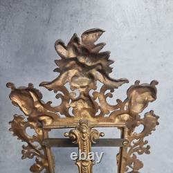 Grand Cadre Photo Ancien Napoléon III Rocaille Laiton Doré XIXe Siècle 35 cm
