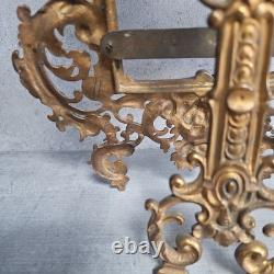 Grand Cadre Photo Ancien Napoléon III Rocaille Laiton Doré XIXe Siècle 35 cm