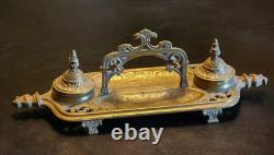 Grand Encrier Bronze XIX E Napoleon III Porte Plume Bureau