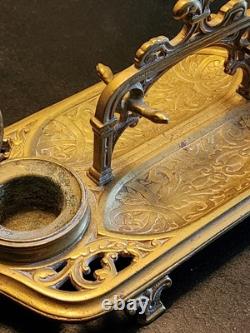 Grand Encrier Bronze XIX E Napoleon III Porte Plume Bureau