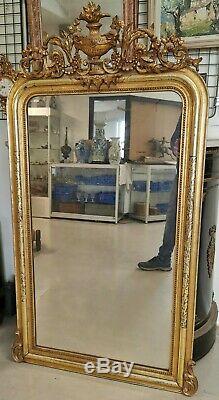 Grand MIROIR de CHEMINEE Fin XIXe 19e Bois Stuc Dore Style NAPOLEON III Mirror