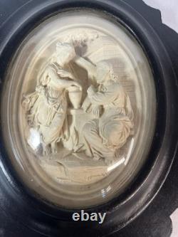 Grand Médaillon Reliquaire Bénitier Verre Bombé XIXe Napoléon III