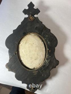 Grand Médaillon Reliquaire Bénitier Verre Bombé XIXe Napoléon III