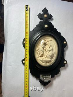 Grand Médaillon Reliquaire Bénitier Verre Bombé XIXe Napoléon III