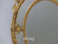 Grand Miroir Ovale à Parecloses d'époque Napoléon III En Bois Et Stuc Doré, XIX