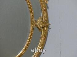 Grand Miroir Ovale à Parecloses d'époque Napoléon III En Bois Et Stuc Doré, XIX