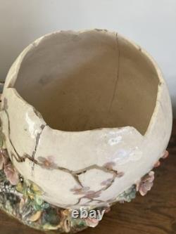 Grand Vase Barbotine XIXe Style Fives-Lille / Neuquelman Coq Poule & Ouf