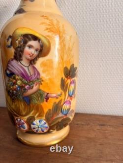 Grand Vase Porcelaine Paris XIXe Napoléon III Portrait Jeune Femme Émaux Relief