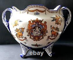 Grand cache pot faïence de Gien Renaissance XIXe L 40 cm H 28 cm Napoléon III