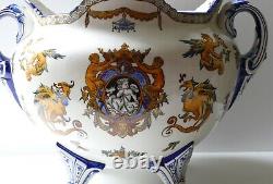 Grand cache pot faïence de Gien Renaissance XIXe L 40 cm H 28 cm Napoléon III