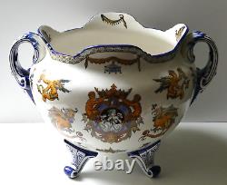 Grand cache pot faïence de Gien Renaissance XIXe L 40 cm H 28 cm Napoléon III