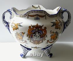 Grand cache pot faïence de Gien Renaissance XIXe L 40 cm H 28 cm Napoléon III