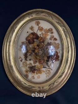 Grand cadre de mariage en bois doré à vue ovale & verre bombé XIXe Napoléon III Grand cadre de mariage en bois doré à vue ovale & verre bombé XIXe Napoléon III