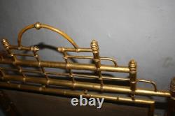 Grand ecran pare feu Napoleon III Broderie Bois doré Bambou XIX ème