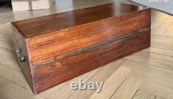 Grand écritoire de voyage XIXe siècle en bois ancien Coffret de bureau