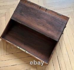 Grand écritoire de voyage XIXe siècle en bois ancien Coffret de bureau