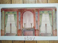 Grande Aquarelle XIX° Ornement Architecture 1er Empire Napoleon III 43,2x22,4cm