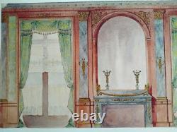 Grande Aquarelle XIX° Ornement Architecture 1er Empire Napoleon III 43,2x22,4cm