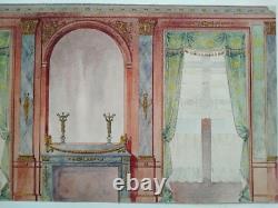 Grande Aquarelle XIX° Ornement Architecture 1er Empire Napoleon III 43,2x22,4cm