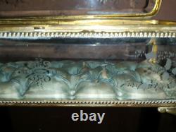 Grande Boite à Bijoux Coffret Verre Gravé XIXè Napoleon III laiton doré