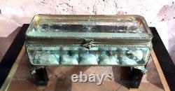 Grande Boite à Bijoux Coffret Verre Gravé XIXè Napoleon III laiton doré