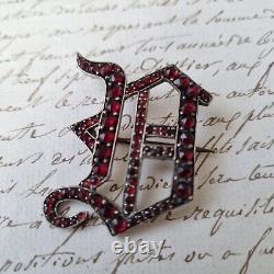 Grande Broche Ancienne Grenats Lettre D Napoléon III XIXè Garnet Brooch 19thC