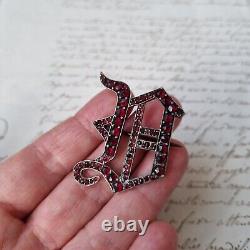 Grande Broche Ancienne Grenats Lettre D Napoléon III XIXè Garnet Brooch 19thC