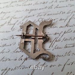 Grande Broche Ancienne Grenats Lettre D Napoléon III XIXè Garnet Brooch 19thC