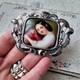 Grande Broche Argent Minerve Gui Porcelaine Peinte Napol&eacute;on Iii Milieu Xix&egrave;