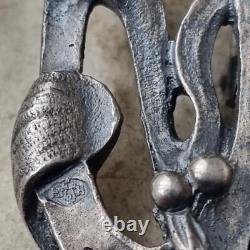 Grande Broche Argent Minerve Gui Porcelaine Peinte Napoléon III Milieu XIXè